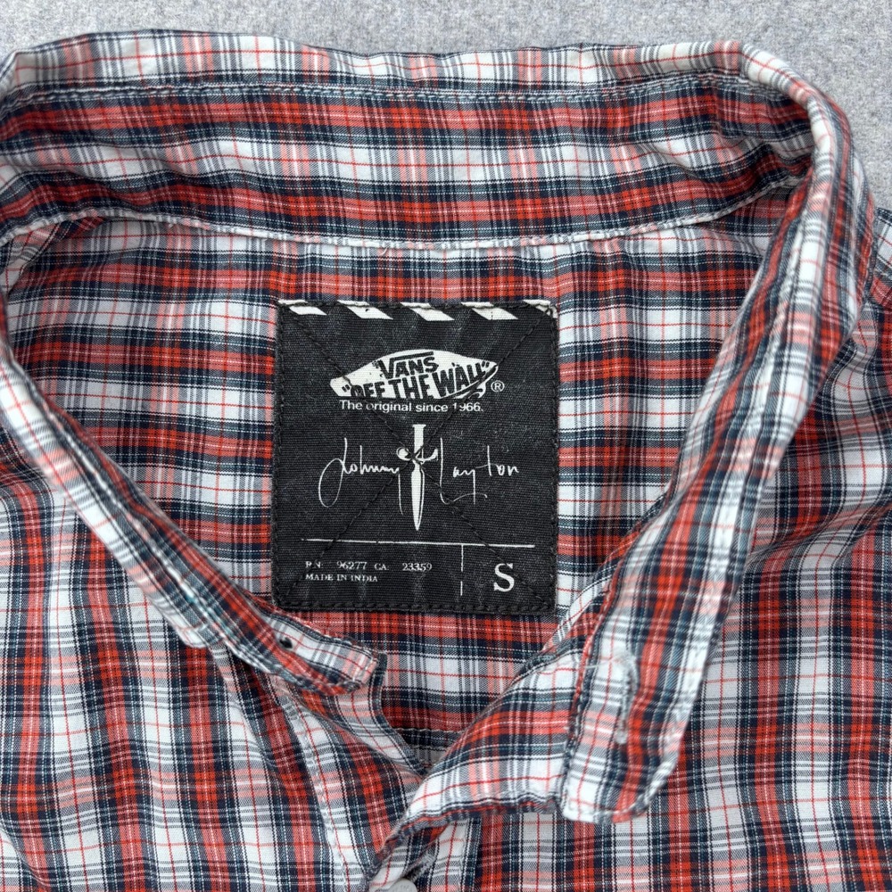 Vans Johnny Layton Plaid Button Up Shirt Mens Small Red Skateboarding Skater - Picture 3 of 7